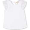 Organic Knit Top with Eyelet Flutter Sleeves, White with Eyelet - T-Shirts - 1 - thumbnail