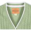Organic Cable Cardigan Sweater with Tipping, Soft Green - Cardigans - 2