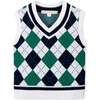 Organic V-Neck Argyle Sweater Vest, Pickleball Argyle - Vests - 1 - thumbnail