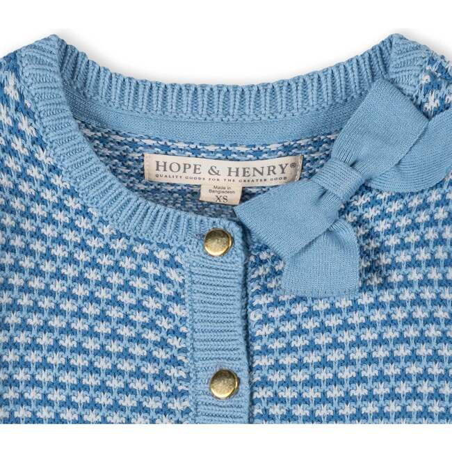Organic Tweed Stitch Bow Cardigan, Bluebell Tweed - Cardigans - 4