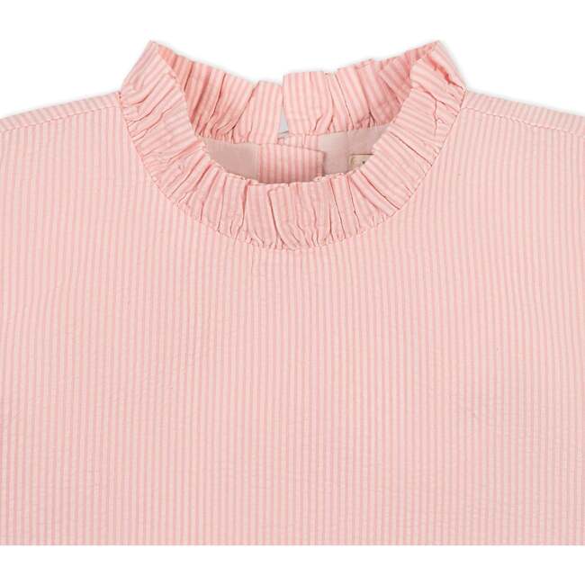 Organic Ruffle Neck Seersucker Top, Tonal Rose Seersucker - Tank Tops - 4