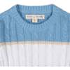 Organic Cable Crewneck Pullover Sweater, Bluebell Stripe - Sweaters - 3