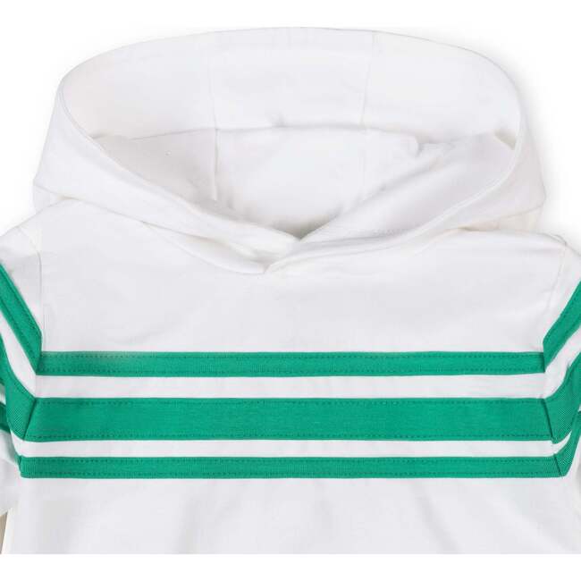 Organic French Terry Hoodie, White with Green - Sweatshirts - 4