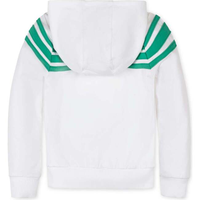Organic French Terry Hoodie, White with Green - Sweatshirts - 5