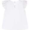Organic Knit Top with Eyelet Flutter Sleeves, White with Eyelet - T-Shirts - 5