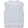 Organic V-Neck Cricket Sweater Vest, Light Blue Heather Cable - Vests - 5