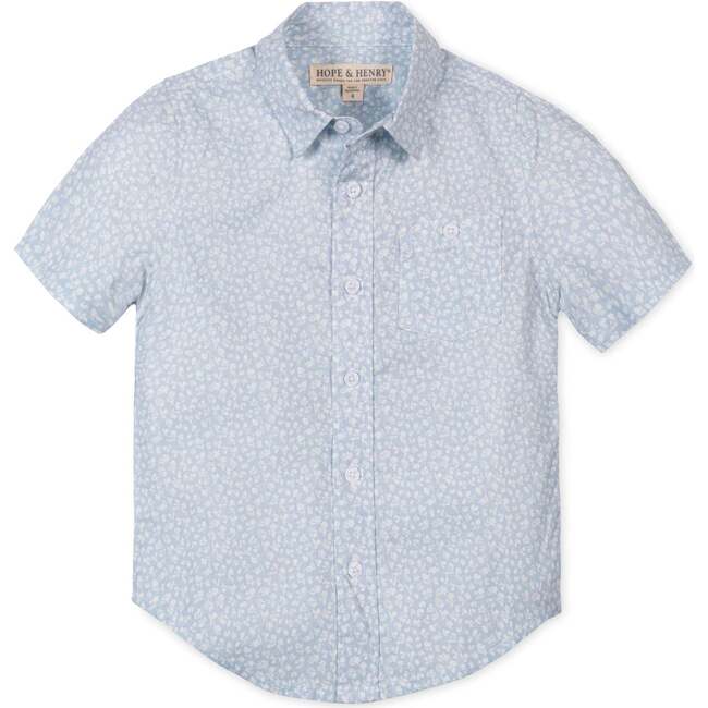 Linen Short Sleeve Shirt, Blue Chateau Ditsy