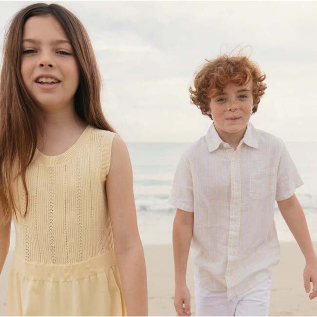 Linen Short Sleeve Shirt, Sunlit Stripe