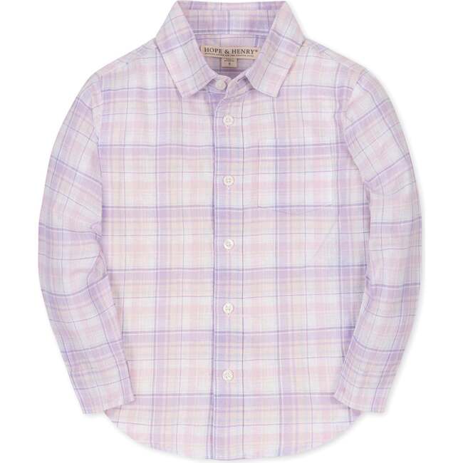 Linen Long Sleeve Button Down Shirt, Monet Plaid
