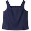 Linen Square Neck Tank, Navy Linen - Tank Tops - 4