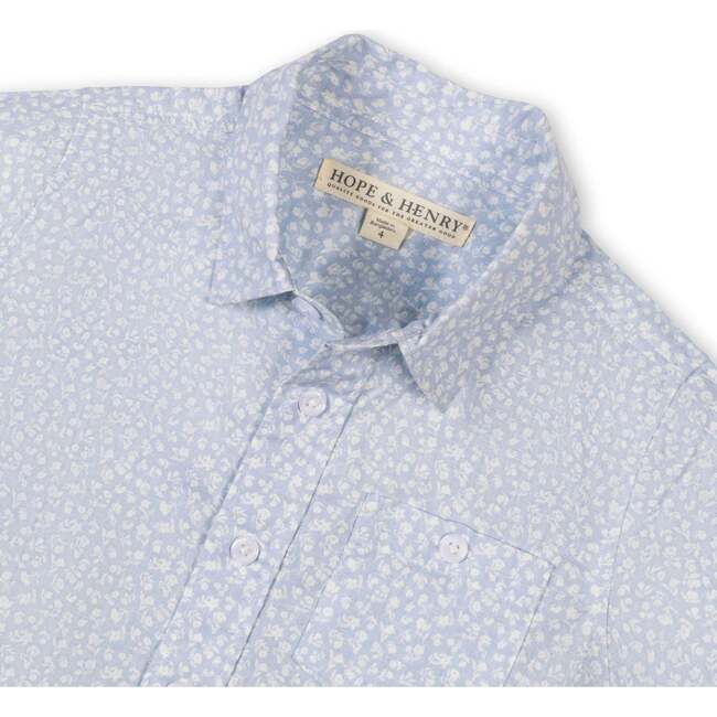 Linen Short Sleeve Shirt, Blue Chateau Ditsy - Button Downs - 4