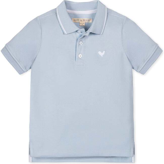 Organic Short Sleeve Knit Pique Polo Shirt, Pale Blue