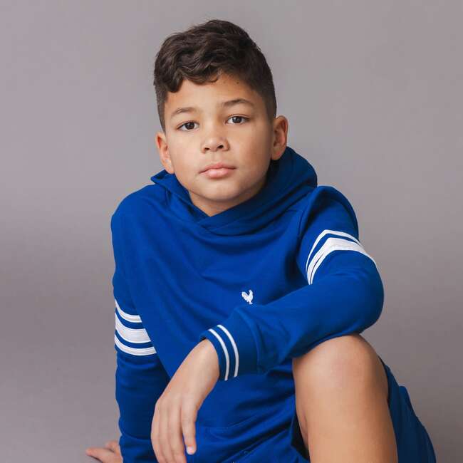 Organic French Terry Kanga Hoodie, Bold Blue - Sweatshirts - 3