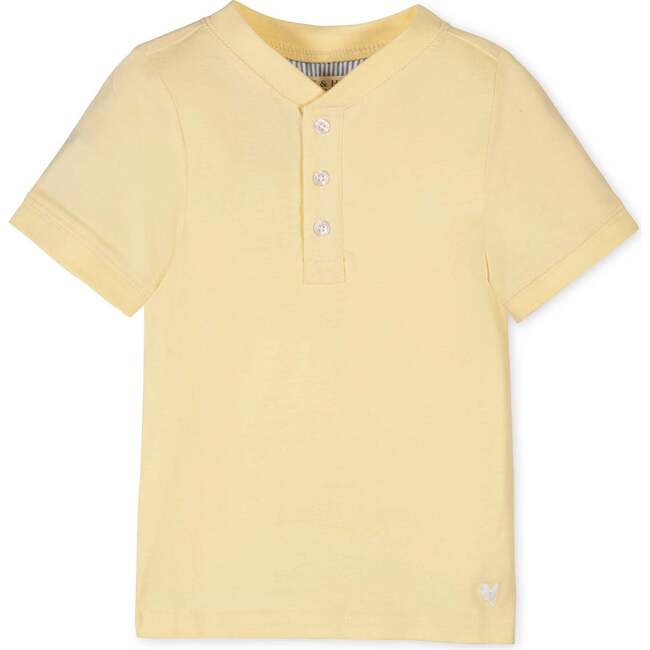 Organic Short Sleeve Henley Tee, Pale Yellow