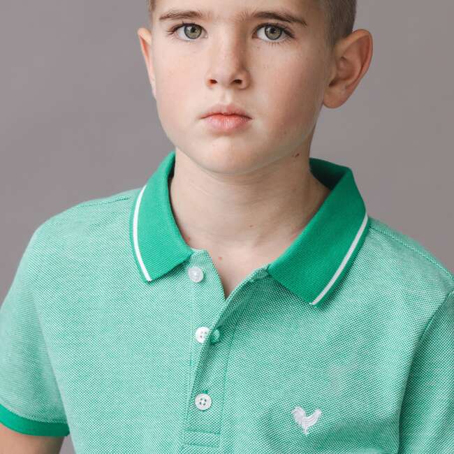 Organic Short Sleeve Knit Pique Polo Shirt, Kelly Green