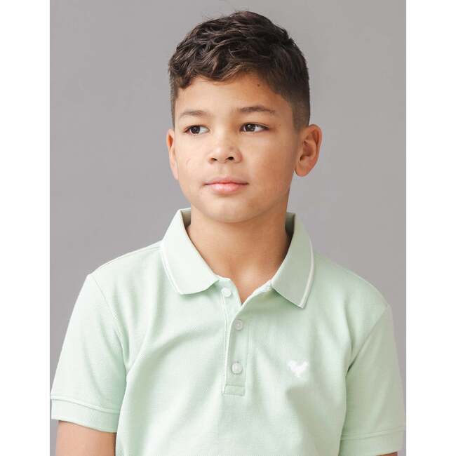 Organic Short Sleeve Knit Pique Polo Shirt, Soft Green