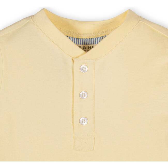 Organic Short Sleeve Henley Tee, Pale Yellow