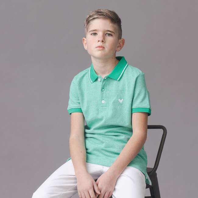 Organic Short Sleeve Knit Pique Polo Shirt, Kelly Green - Polo Shirts - 3
