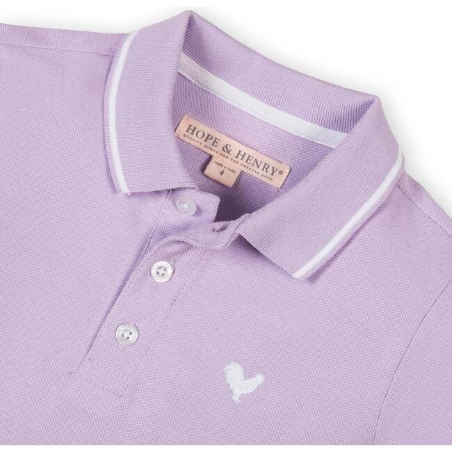 Organic Short Sleeve Knit Pique Polo Shirt, Lavender - Polo Shirts - 5