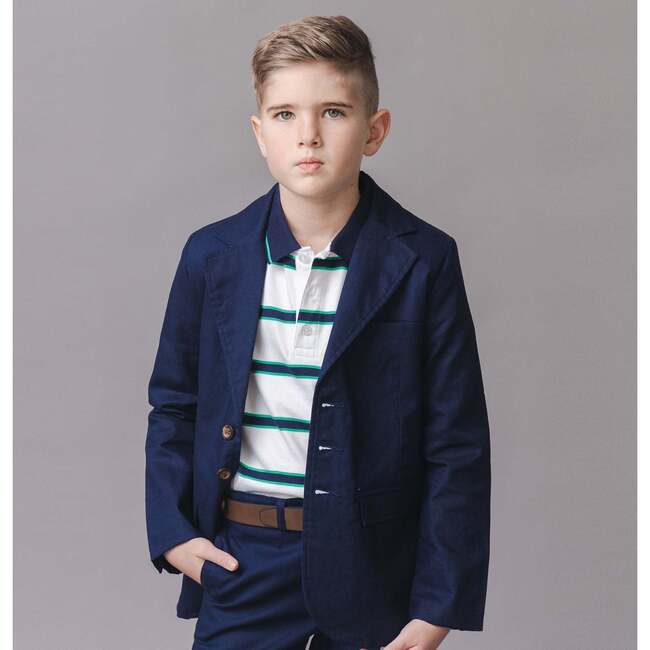 Linen Suit Jacket, Navy Linen - Blazers & Sport Coats - 3