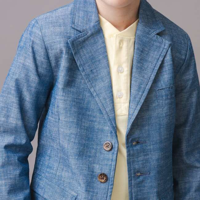Classic Organic Chambray Suit Jacket, Chambray with Logo Lining