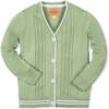 Organic Cable Cardigan Sweater with Tipping, Soft Green - Cardigans - 1 - thumbnail