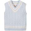 Organic V-Neck Cricket Sweater Vest, Light Blue Heather Cable - Vests - 1 - thumbnail