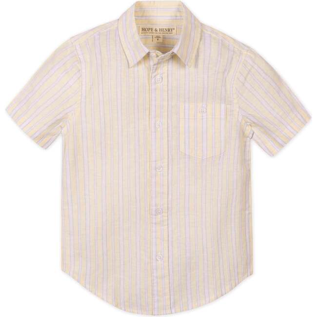 Linen Short Sleeve Shirt, Sunlit Stripe