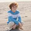 Organic Cable Crewneck Pullover Sweater, Bluebell Stripe - Sweaters - 2