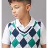 Organic V-Neck Argyle Sweater Vest, Pickleball Argyle - Vests - 2