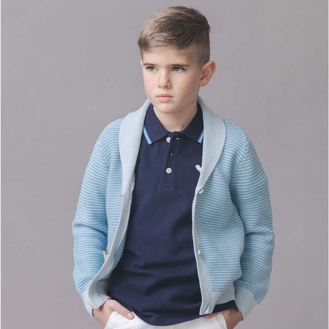 Organic Shawl Collar Cardigan Sweater, Bluebell - Cardigans - 3