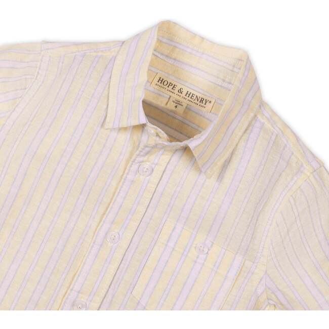 Linen Short Sleeve Shirt, Sunlit Stripe - Button Downs - 3