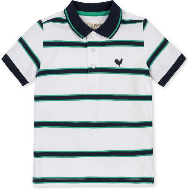 Organic Short Sleeve Jersey Polo, Pickleball Stripe
