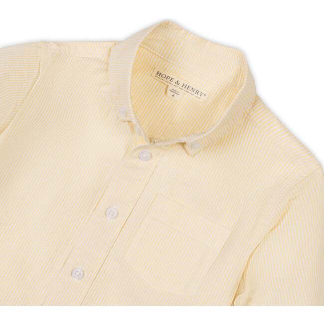 Organic Long Sleeve Seersucker Shirt, Yellow Seersucker - Button Downs - 3