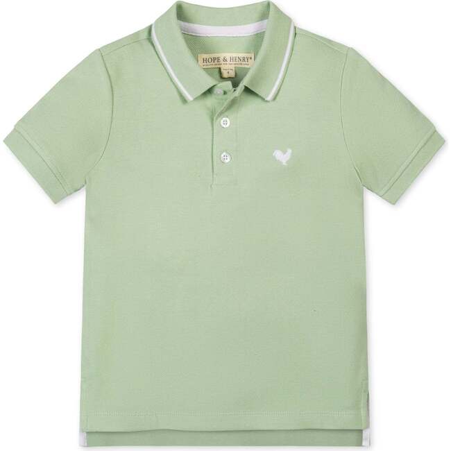 Organic Short Sleeve Knit Pique Polo Shirt, Soft Green