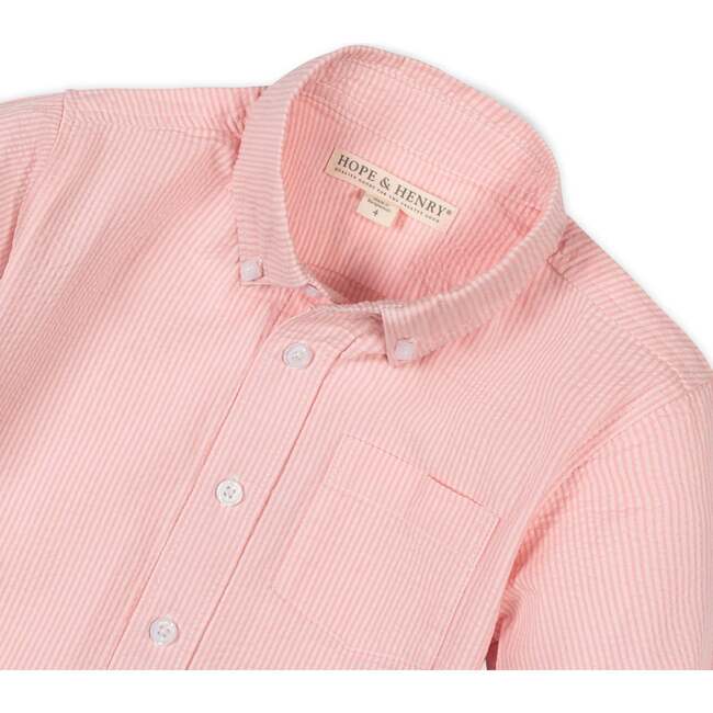 Organic Long Sleeve Seersucker Shirt, Tonal Rose Seersucker - Button Downs - 4