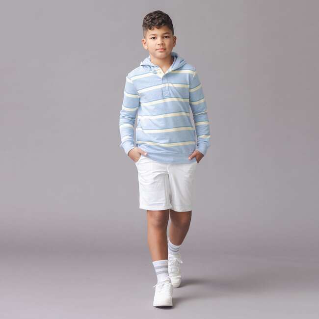 Organic French Terry Henley Hoodie, Sunlit Multi Stripe - Sweatshirts - 3