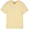 Organic Short Sleeve Henley Tee, Pale Yellow - T-Shirts - 1 - thumbnail