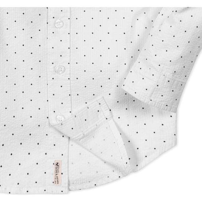 Organic Long Sleeve Seersucker Shirt, Delft Dot Seersucker - Button Downs - 5
