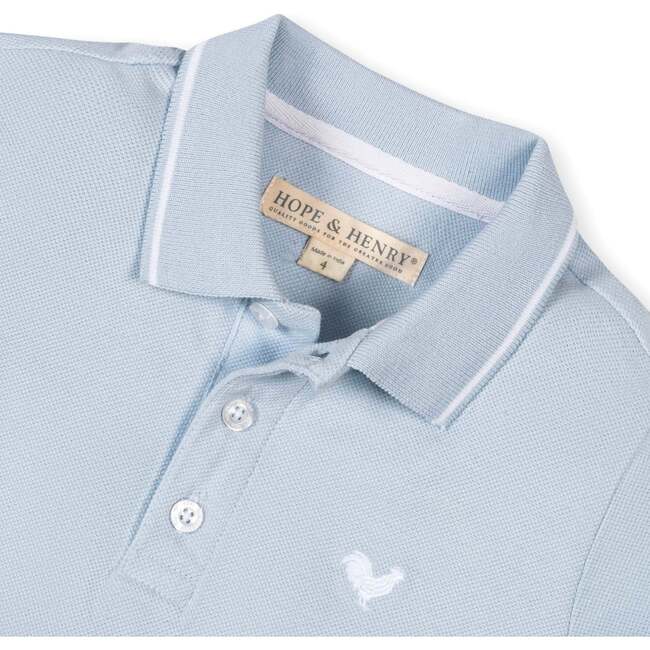 Organic Short Sleeve Knit Pique Polo Shirt, Pale Blue - Polo Shirts - 3