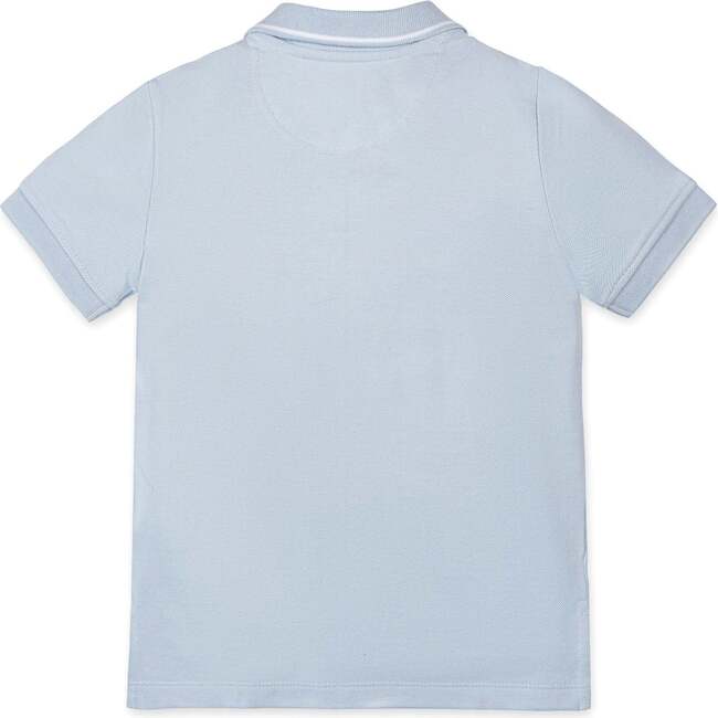 Organic Short Sleeve Knit Pique Polo Shirt, Pale Blue - Polo Shirts - 4
