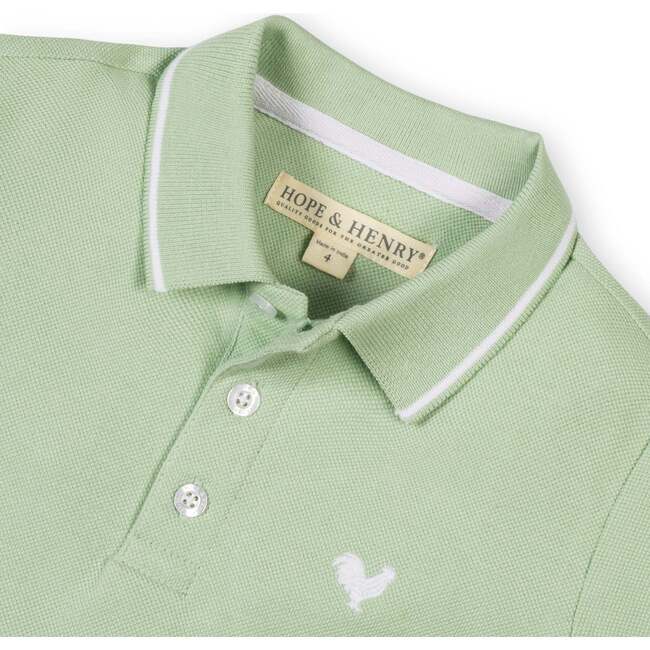 Organic Short Sleeve Knit Pique Polo Shirt, Soft Green - Polo Shirts - 4