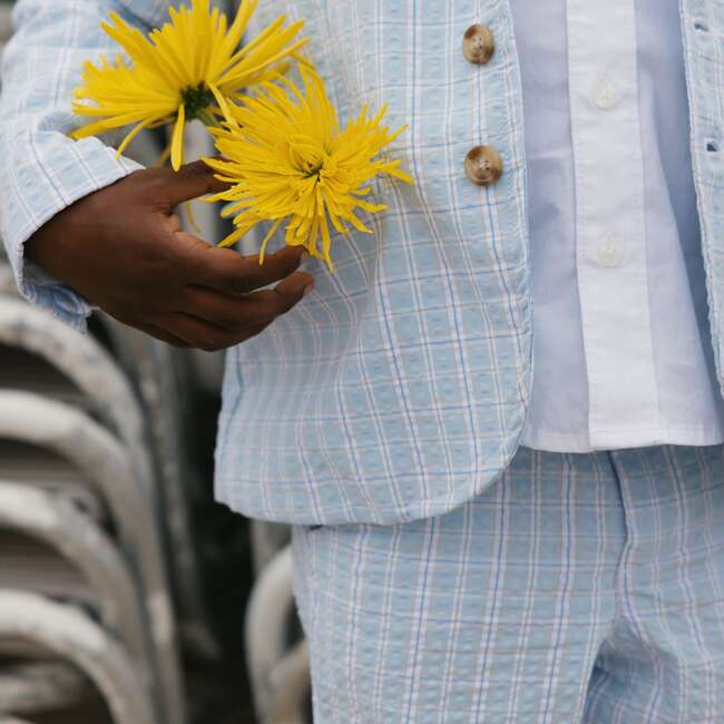 Organic Seersucker Short, Blue Chateau Check