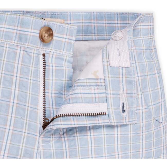Organic Seersucker Short, Blue Chateau Check - Shorts - 3
