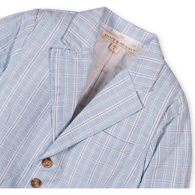 Organic Classic Seersucker Suit Jacket, Blue Chateau Check - Blazers & Sport Coats - 3