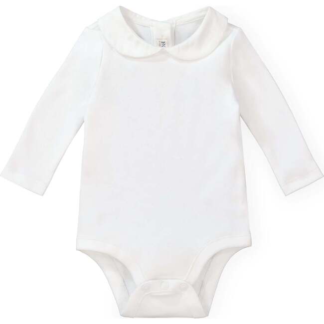 Organic Knit Peter Pan Collar Bodysuit, Soft White