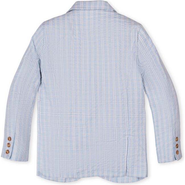 Organic Classic Seersucker Suit Jacket, Blue Chateau Check - Blazers & Sport Coats - 4