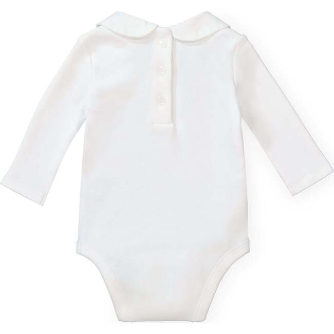 Organic Knit Peter Pan Collar Bodysuit, Soft White - Onesies - 3