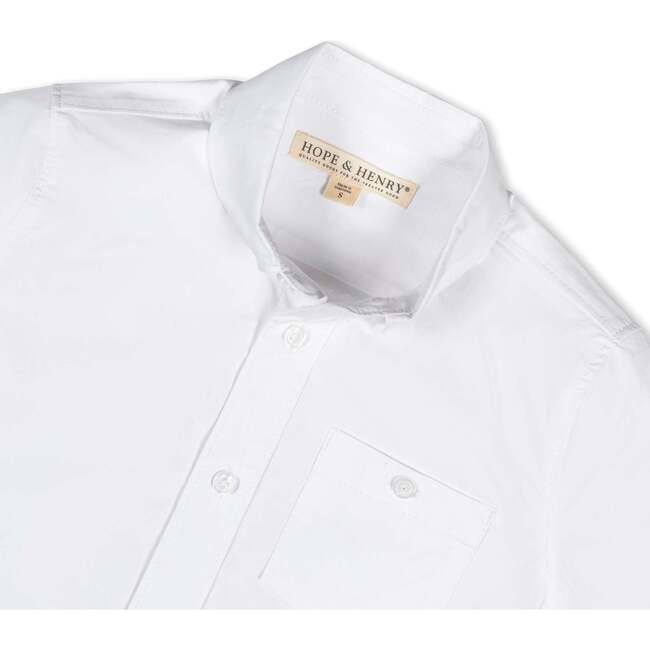 Organic Short Sleeve Stretch Poplin Button Down Shirt, White Short Sleeve - Button Downs - 4