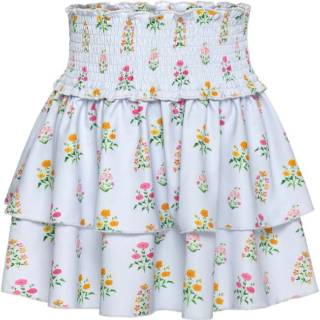 Scottie Skirt, Blue Floral Block Print